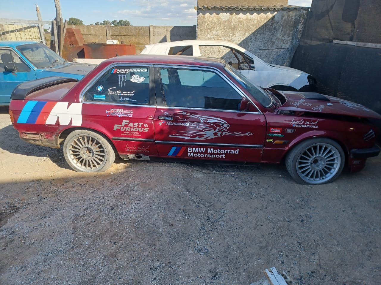 Burgundy BMW project before its JS Customs race build